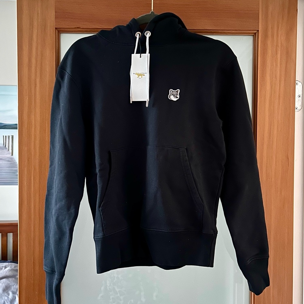 ❗️SOLD❗️BNWT MAISON KITSUNE Black Hoodie with Fox Head Embroidered Patch
